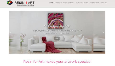 Our website for Resin 4 Art - Art resin products for online sale.